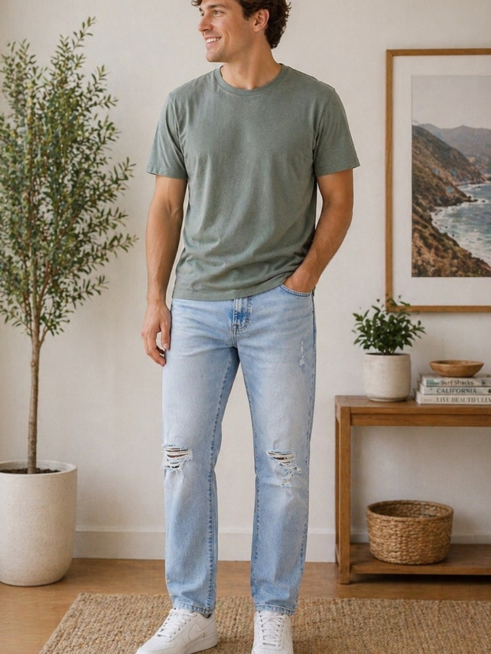 Aeropostale Light Wash Distressed Jeans 34x34 Athletic Skinny Men